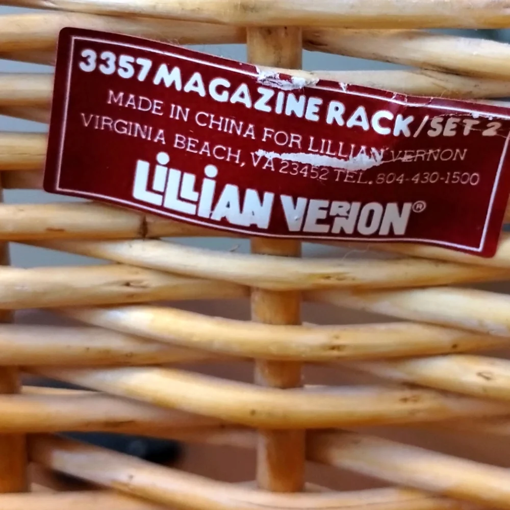 Vintage Woven Bamboo Magazine Rack Basket Lillian Vernon
